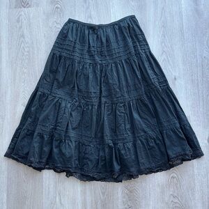 Vintage black midi maxi cotton skirt